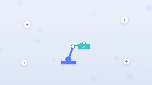 Flat design robot assistant carrying data files into cloud server
