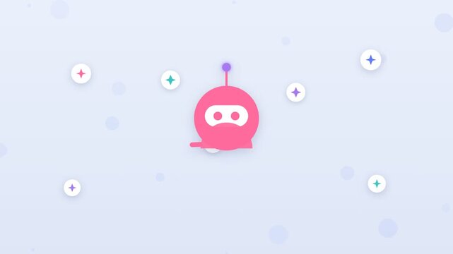 Flat design robot assistant sending files into a digital pipeline