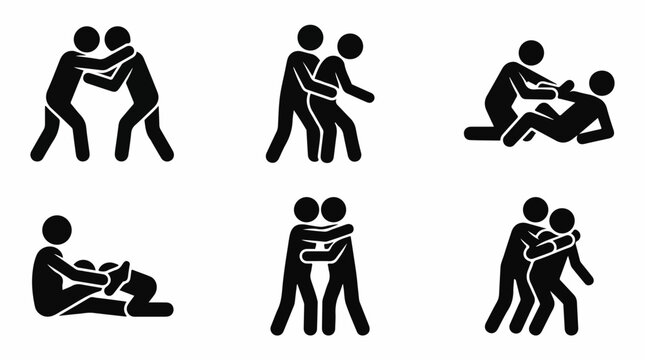 Wrestling and Grappling Icon Set