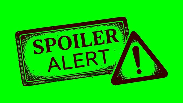 hand drawn spoiler alert sign animation on green screen chroma key background featuring a flashing red warning light effect for video editing