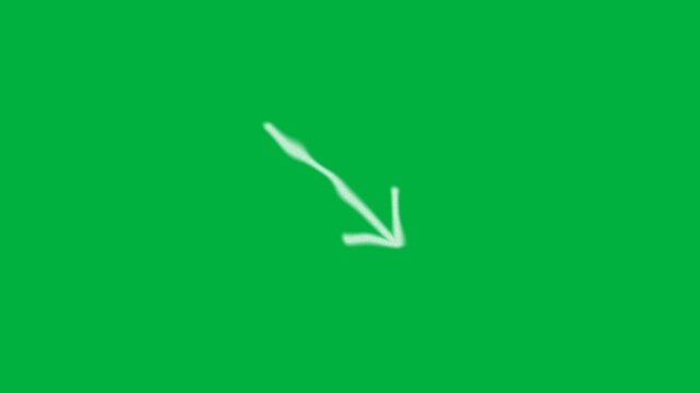 White Chalk Arrow Animated Pointing Sign Doodle on Green Screen Background