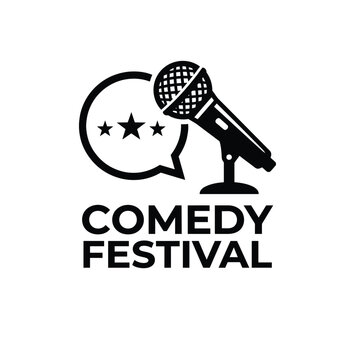 Stand-Up Comedy Event Badge with Mic and Stars Graphic