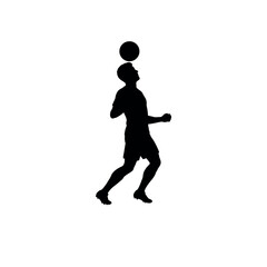 Obraz premium Active Soccer Player Silhouette Heading the Ball Football Sport Concept