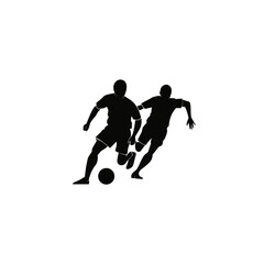 Fototapeta premium Soccer player silhouette vector, football athletes in action on white background, professional sports competition graphic for team posters