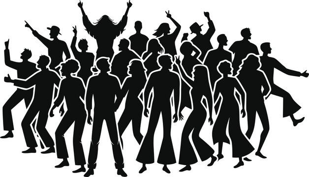 Disco Dance, Silhouette People, Funky Illustration, Vector Graphics