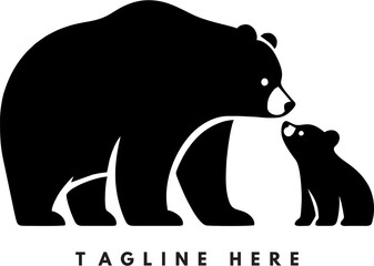 Bear and Cub Logo Template – Minimalist Wildlife Family Brand Identity © Indrart