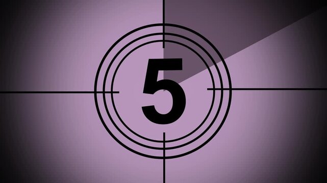 Old film countdown 10 to 1 in blue color. Vintage defocused film look, flicker, grain and scratches effect. 4K Old Movie Style Motion Video