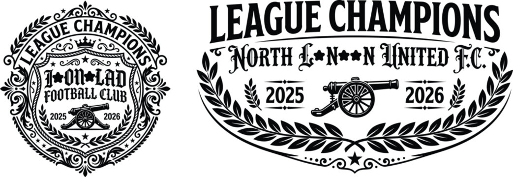 Vintage vector football club crest and championship sports logo templates