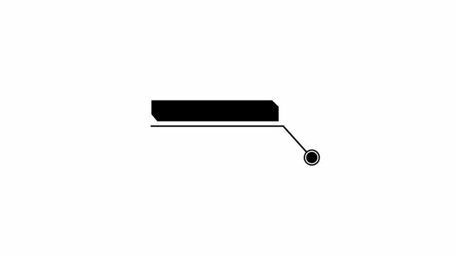 Futuristic digital hud element, black scifi callout box with pointer, technology interface design, motion graphics element for ui overlay.