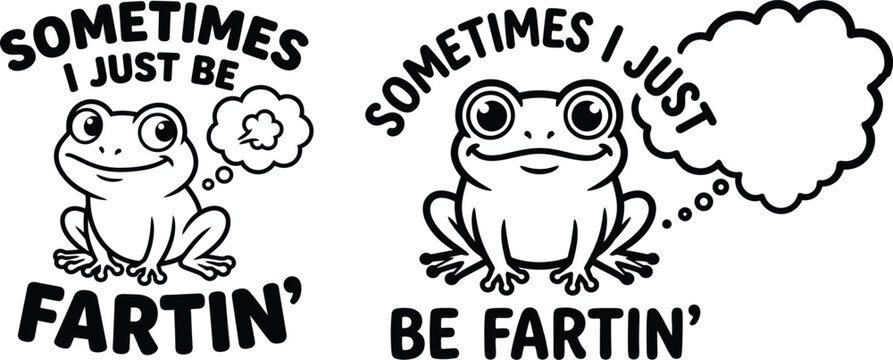 Funny frog illustration with farting puns for t-shirt design