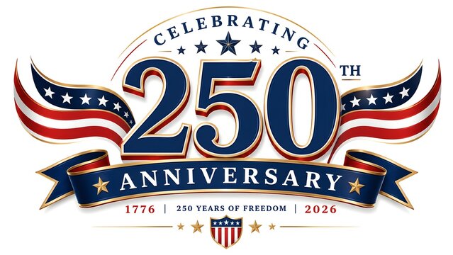 Celebrating 250th anniversary of american freedom with patriotic emblem