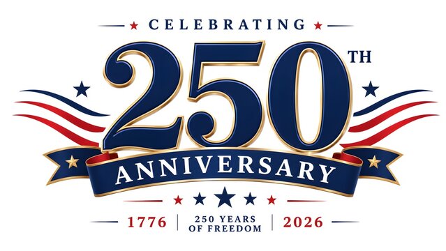 Celebrating 250th anniversary of freedom with american flag design elements isolated on white background