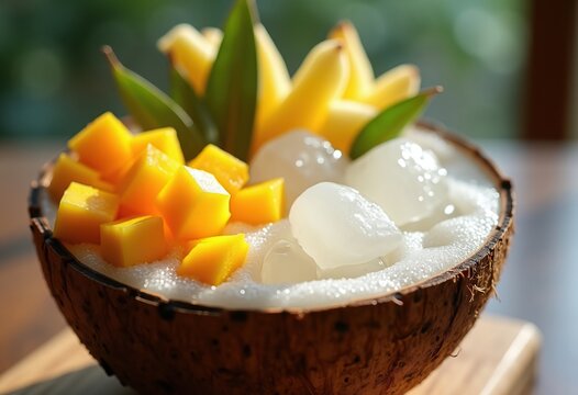 Coconut Water Yoga Retreat Refreshment Tropical Fruit Garnish Zen Clarity Mood Relaxation