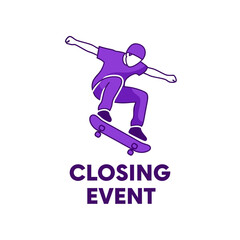Fototapeta premium Dynamic Skateboarder Performing Tricks At A Closing Event Celebration