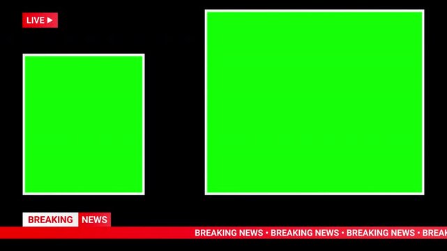 Live breaking news broadcast lower third template with green screen