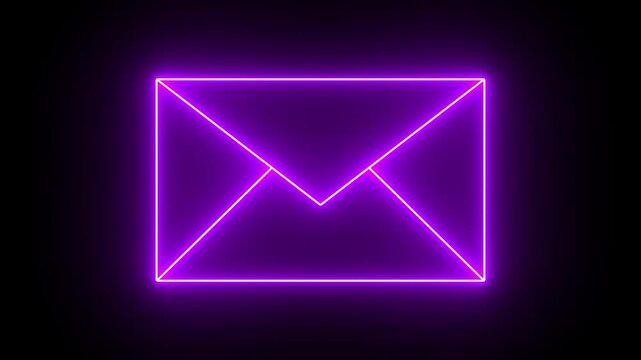neon message icon animation on purple color