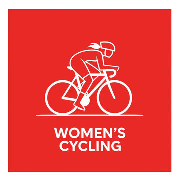Dynamic White Silhouette of a Female Cyclist in Motion Icon Representing Athleticism And Strength