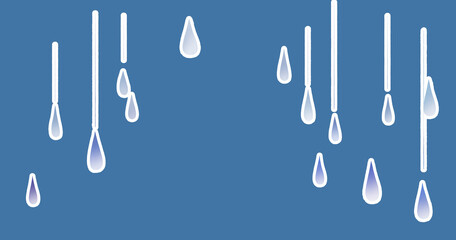 Obraz premium 絵本風の雨 寒色 横長 ネガティブ