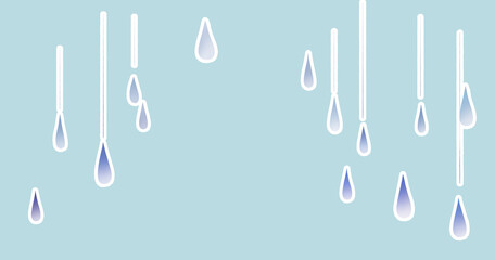 Fototapeta premium 絵本風の雨 寒色 横長 ネガティブ