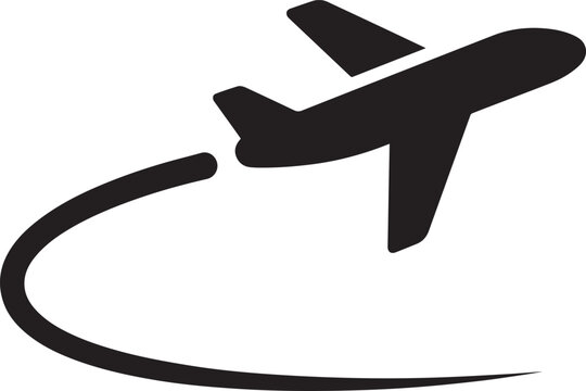 Airplane flying in a curved line path vector illustration