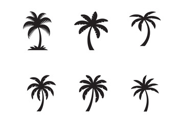 Fototapeta premium Black Palm Tree Silhouettes Vector Collection