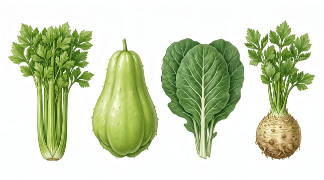 C Letter Vegetable Collection Isolated On White Background