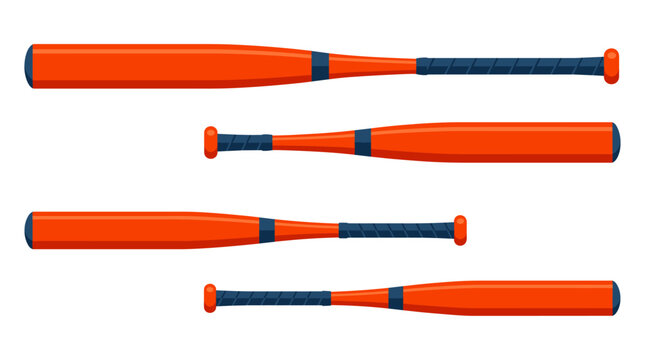 Softball bat sports equipment with front side and rear views vector illustration