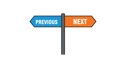 Directional signpost with previous and next arrows flat vector illustration on a white background arrow choice decision © mdashraful