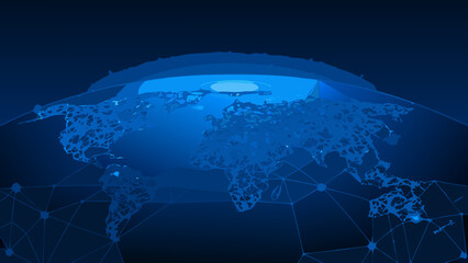 Stylized World Map Projection Displayed On A Curved Surface Digital Illustration global geography © Sujit