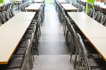 Fototapeta premium Cafeteria or canteen interior. School cafeteria