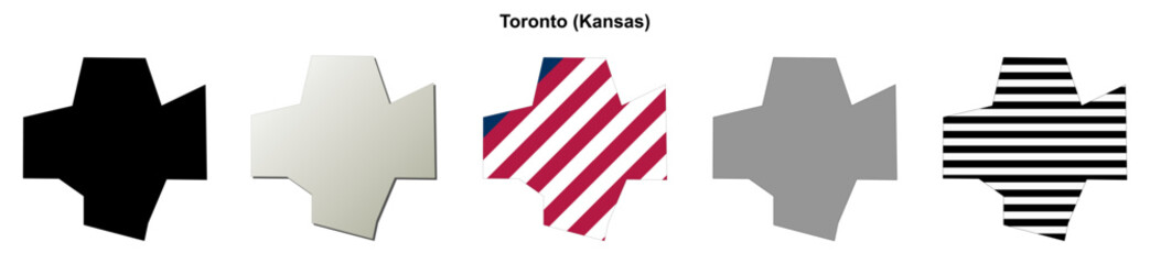 Naklejka premium Toronto (Kansas) blank outline map set