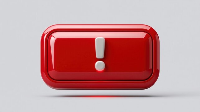 Exclamation mark button, prominent and red, indicates an error or crucial information requiring immediate attention.