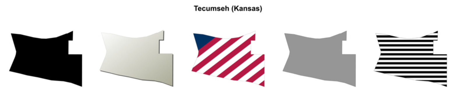 Tecumseh (Kansas) blank outline map set