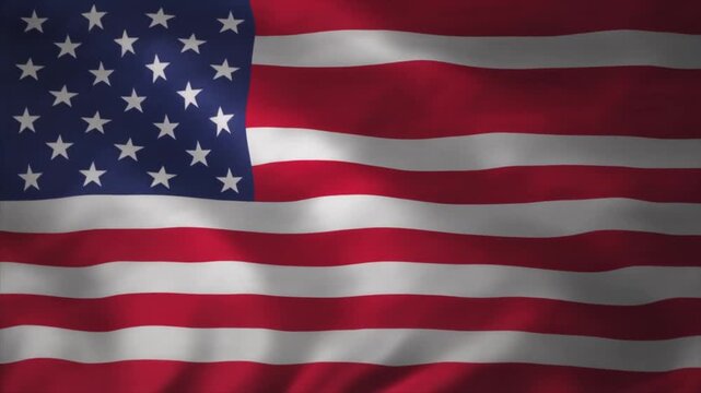 American national flag with stars and stripes gently waving in motion