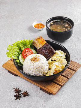 uthentic Indonesian Cuisine with Rice, Beef, Egg and Vegetables