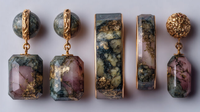 Elegant gemstone and gold jewelry collection
