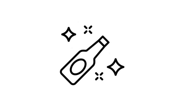 Beer, champagne bottle animated icon for drink, event, bar party, celebration, fun, entertainment, wedding, success, new year, festive, toast, cheers and other
