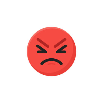 Angry Emoji Face: A red circular emoji displaying a highly annoyed and angry facial expression with furrowed eyebrows and a downturned mouth, conveying strong negative emotion.