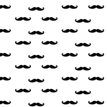 mustache seamless pattern isolated vector wallpaper Black Silhouette Design on White Background