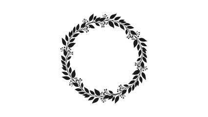 Elegant dark leaf and berry floral wreath border frame, isolated white background © Bawoto