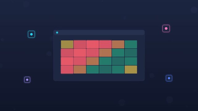 Flat design dark autonomous trading AI monitoring market signals