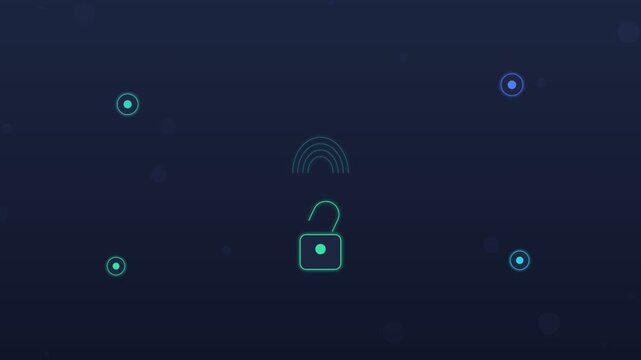 Flat design cyber key rotating inside an encrypted AI database dark