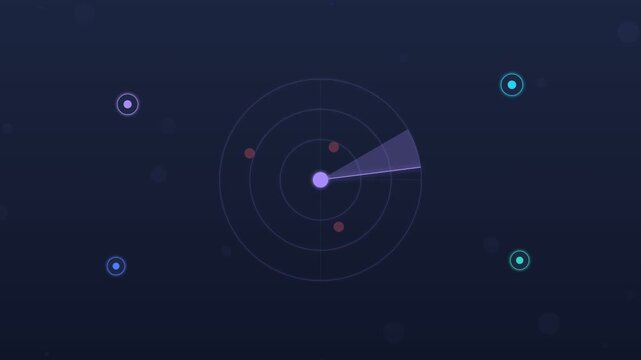 Flat design AI smart camera detecting motion zones dark