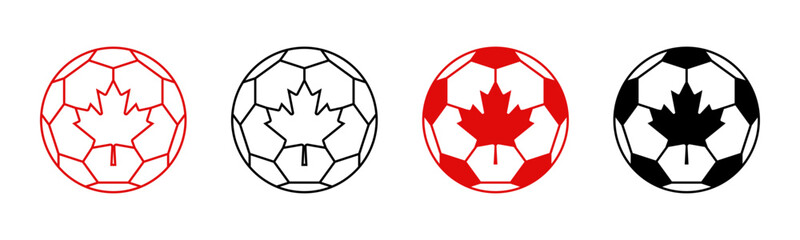 Naklejka premium Canada maple leaf soccer ball icon set