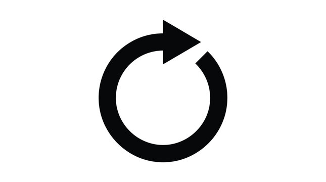 Circular arrow icon on a white background clockwise rotation symbol