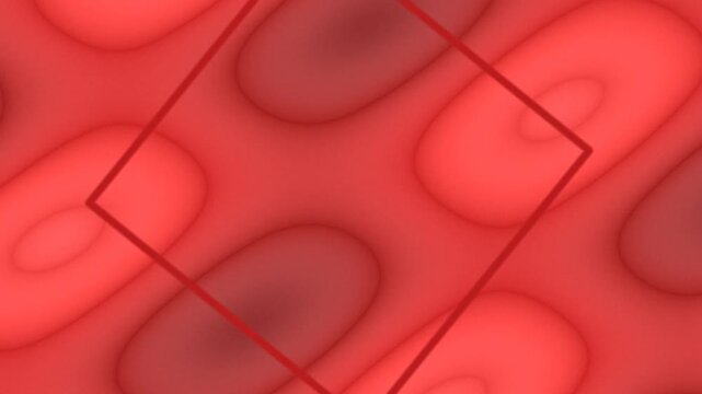 Abstract glossy red background with geometric diamond shapes and curved indentations