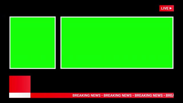 Live breaking news broadcast lower third template with green screen