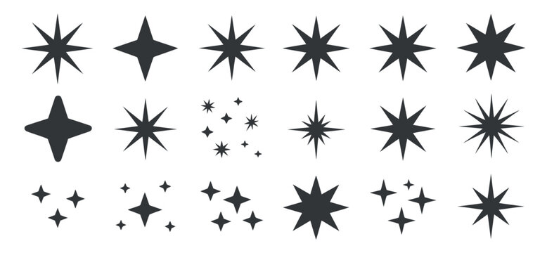 Star shaped silhouettes on a transparent setting star
