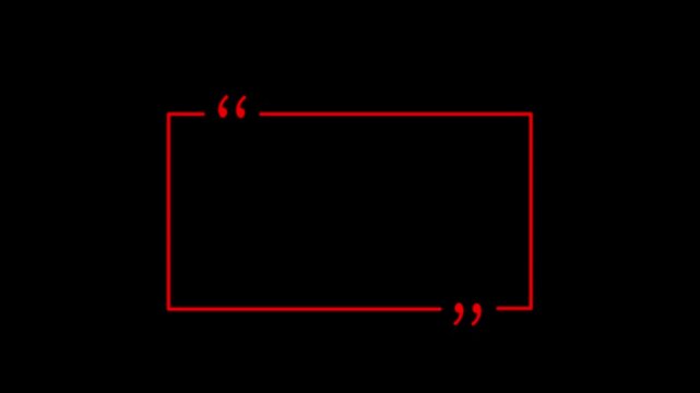 Text quote sign. White Icon with long shadow in black background.Flat Sign & Trendy Symbol. motion graphic of Quotes Box concept.