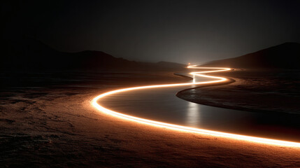Obraz premium Winding road at night